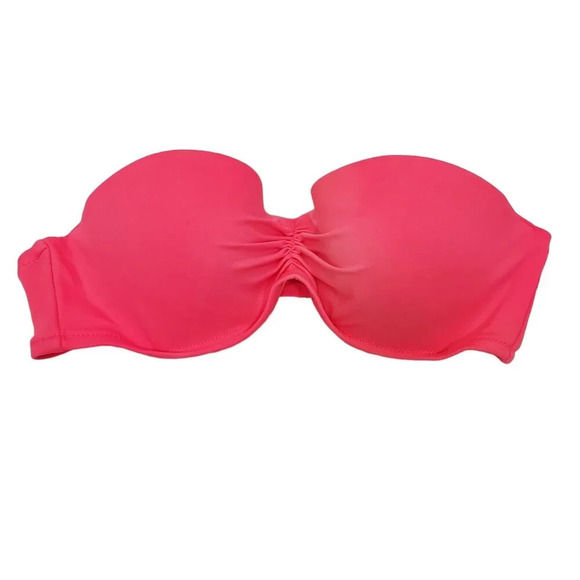 Victoria's Secret Women's Hot Pink Strapless Push Up Underwire Bikini Top 34B - Picture 1 of 6